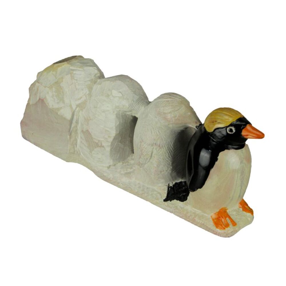 Hand Carved Natural Stone Evolution of a Penguin Statue